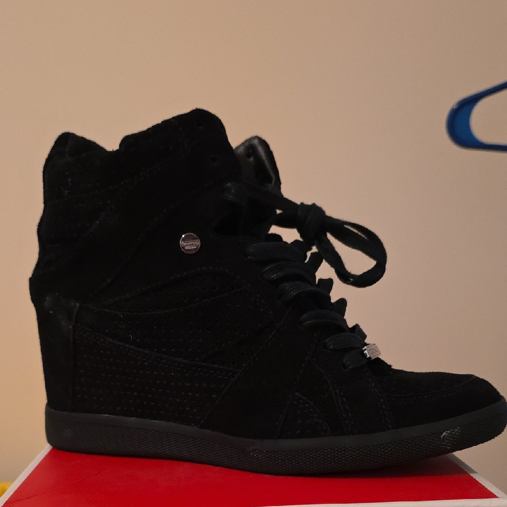 Coach Black High-Top Wedge Sneakers
